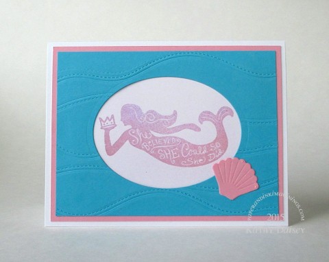 card 4 turquoise pink stitched waves